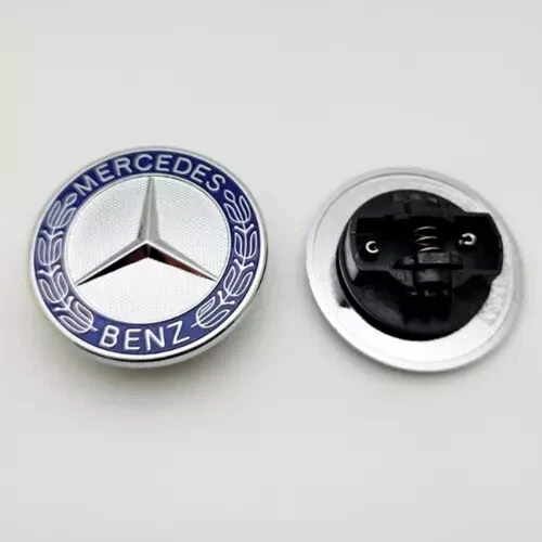 MERCEDES BENZ SPORT SILVER BLUE BONNET BADGE - 57MM NEW - C E S CLK AMG CLASS Uk