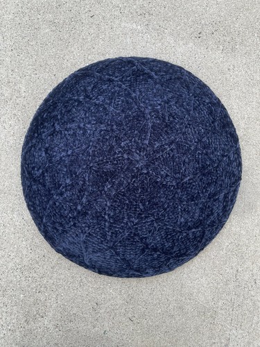 Navy Velvet Snood, Quilted Velour Beret Hat, Comfort Fit Mesh Lining Tichel Cap - Picture 3 of 4