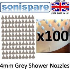 100 x GREY Shower Rubber silicon nozzle nipple water spray fits 4mm hole
