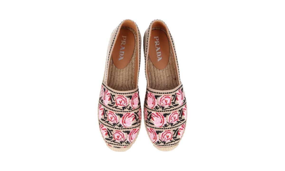 PRADA Canvas Espadrilles - 1S173M - Beige Rose Floral - NEW
