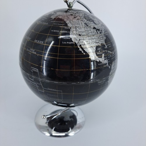 Nood 5.5" Black World Globe Orb Hanging Mini Educational Earth Metal Base - Picture 3 of 11