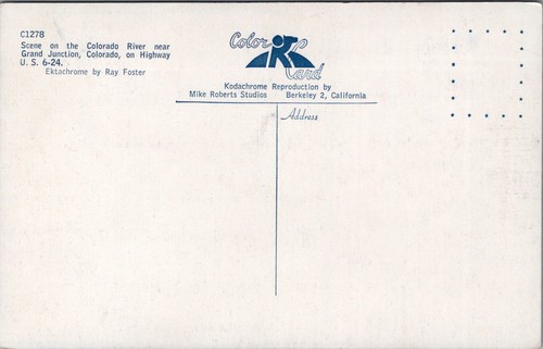 Vintage Colorado River in der Nähe von Grand Junction Colorado Postkarte F147 - Bild 2 von 2