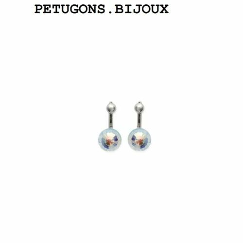 Boucles D'Oreilles Pierre Turquoise Et Strass Sur Métal Doré - Neuf Étiqueté - Sans Nickel