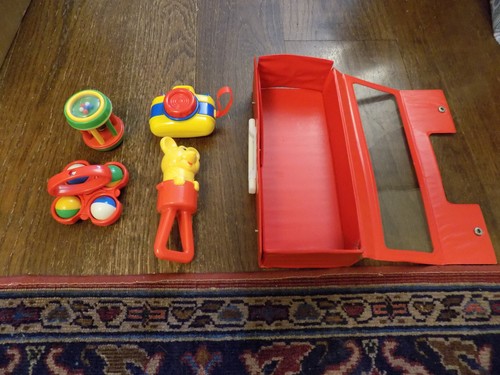 Royal Vtg Japan Baby Toys SET in Red Case camera Squeaker Shaker Roller RARE EUC - Picture 3 of 13