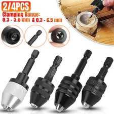 2/4x 1/4"Hex Shank Keyless Chuck Adapter Drill Bit Quick Change Driver Converter
