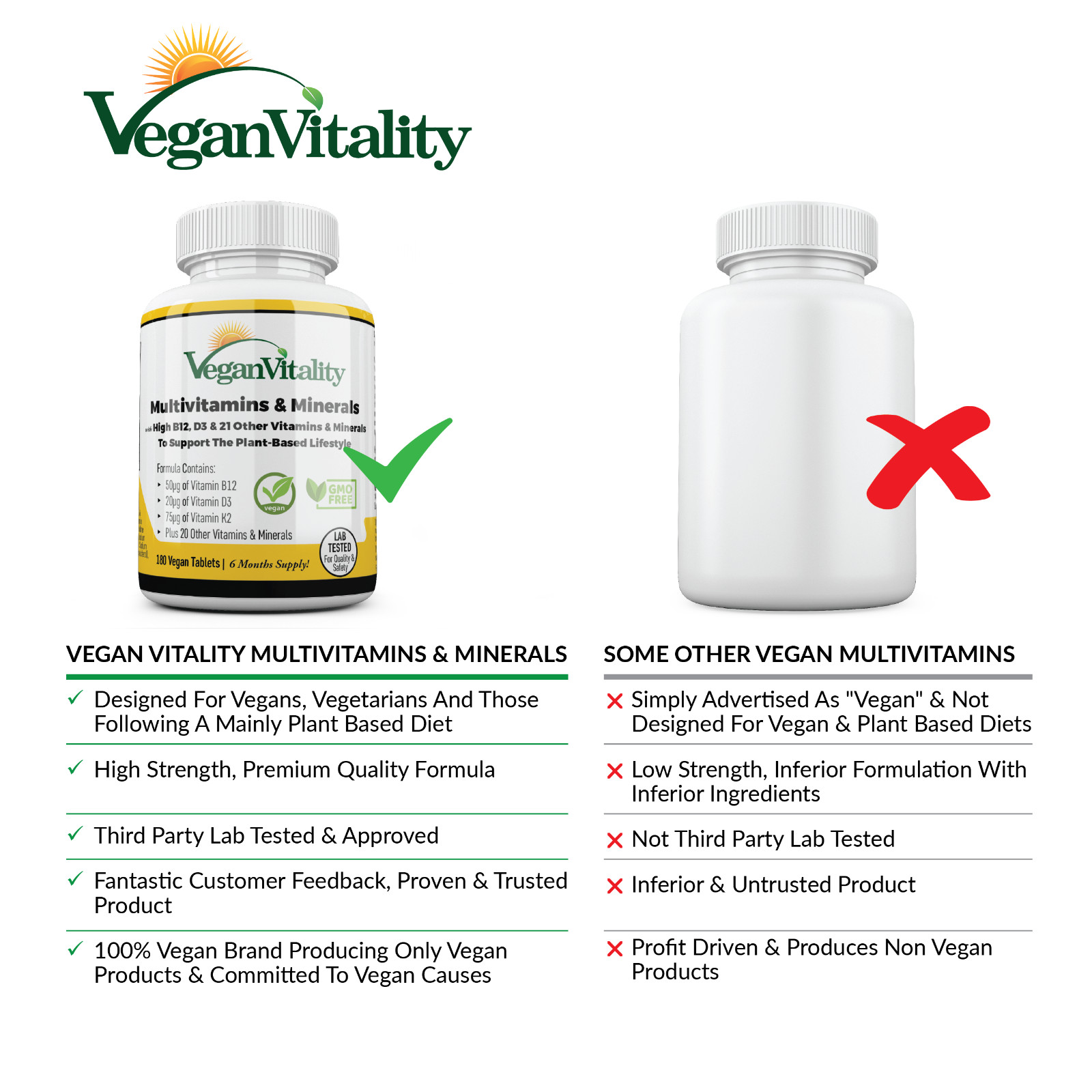 Vegan Vitamins vegan Supplement with B12 Iron D3 & K2 supplement for Vegans