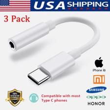 3x USB Type-C to AUX 3.5mm Headphone Jack Adapter for iPhone 15 16 17 PRO MAX