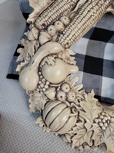 Vtg 1994 Scioto Molds Ceramic Wreath Fall Autumn Corn Pumpkins Acorns Gourds - Picture 4 of 24