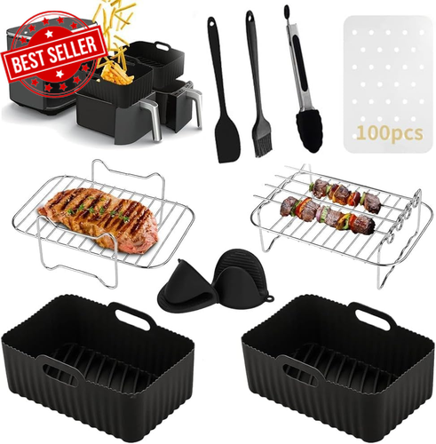 Air Fryer Accessories for Ninja DZ201/DZ401 8-10 QT Dual Foodi - Rack, Silicone - Picture 11 of 12