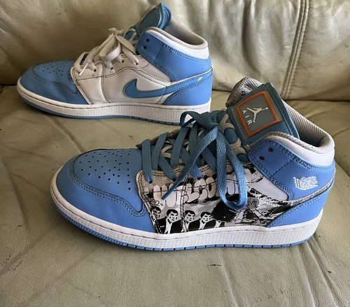 Nike Air Jordan 1 Mid GS DR Shoes DR6492 100 Athletic White Blue Sz 7 Y = 8.5 W - Picture 3 of 8