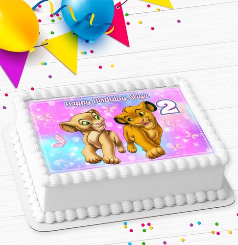 LION KING SIMBA PINK PERSONALISED BIRTHDAY PARTY ICING COSTCO CAKE TOPPER R5-002 - 第 2/7 張圖片