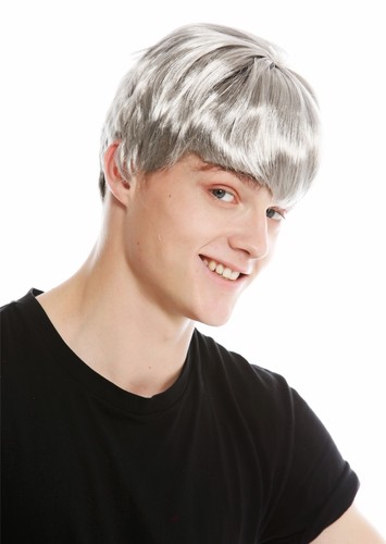 Perücke Herren Damen Karneval Fasching Halloween Kurz Grau Pony 91087-ZA68R - Bild 2 von 5