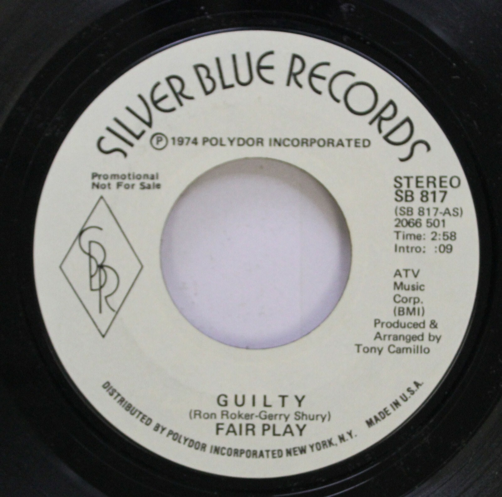 Soul Promo 45 Fair Play - Guilty / Guilty On Silver Blue Records