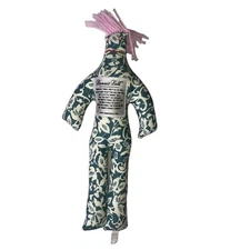 Dammit Doll Voodoo. Floral Paisley Pattern White Teal Pink Hair 12 Inches Tall
