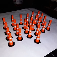 Set of 20 RC Scale Orange & Reflective White Road Barrier Cones 1:16 Scale RC