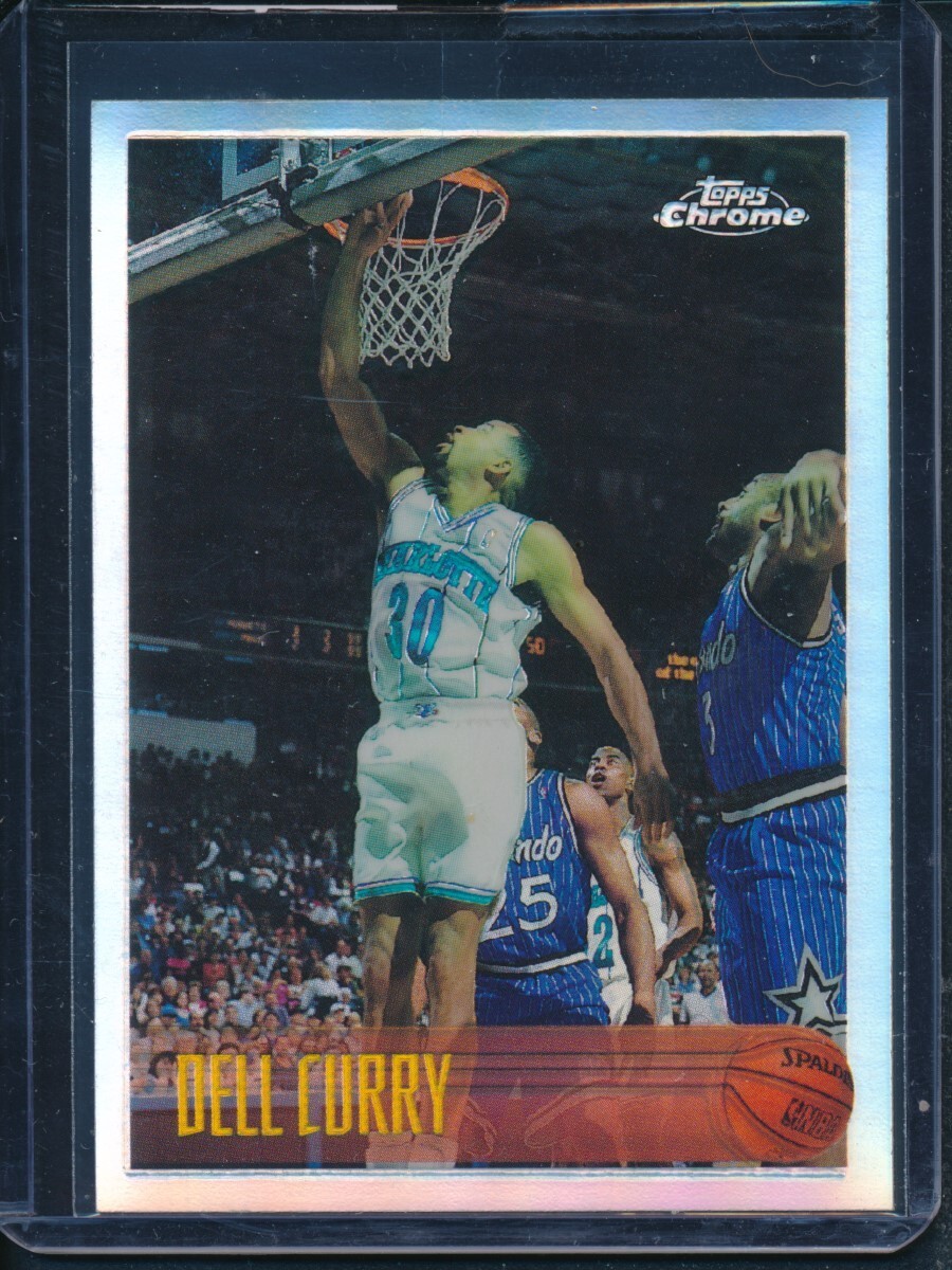 1996 Topps Chrome Basketball REFRACTOR Dell Curry #168 MINT HORNETS