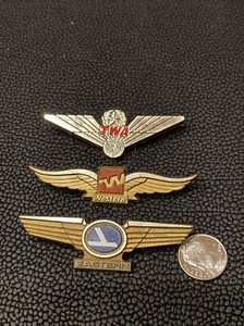 Western Eastern TWA Airlines Vintage Jr Pilot Plastic JUNIOR Wings Pins Lot Of 3