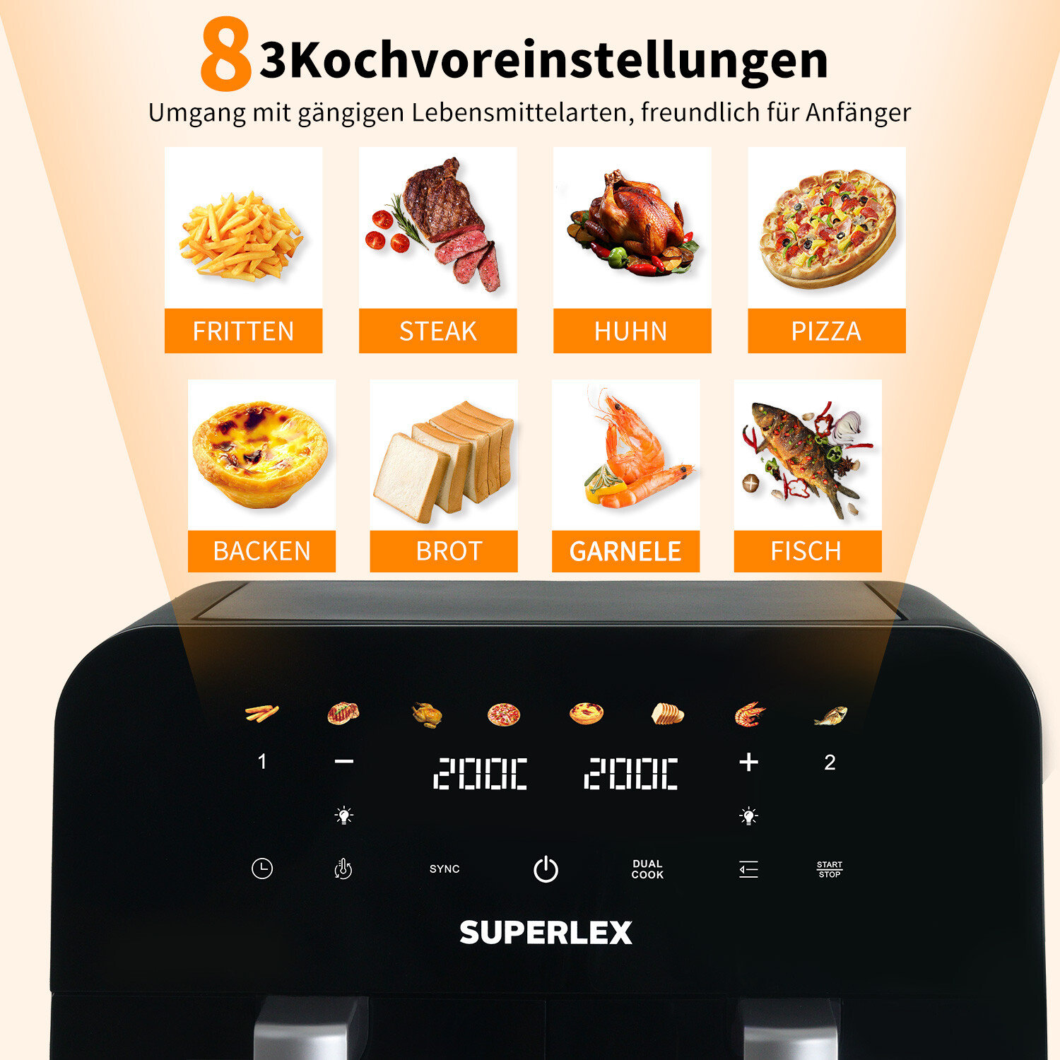 9L Heißluftfritteuse Heißluft Fritteuse Heißluftofen Sichtbares Fenster Airfryer