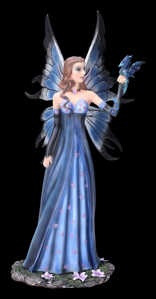 Elfenfigur - Rebecca With Blue Dress And Dragon Elf Fantasy Decorative Figure