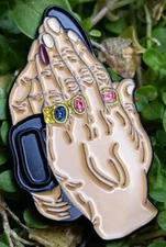 1.5" inch The Jesus enamel lapel pin metal Big Lebowski Praying Bowler Hands