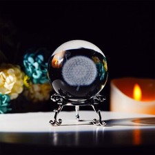 60mm Dandelion Crystal Ball with Stand Decorative Paperweight 3D Laser Engrav...