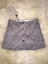 Nwt Girls Zara Grey Studded Soft Suede Skirt Sz. 4 Years