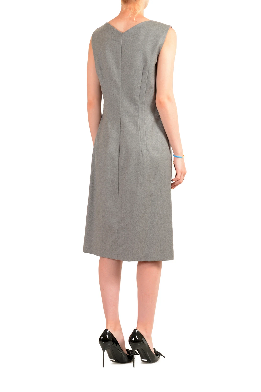 Abito Maison Margiela donna grigio lana senza maniche collo a V US M IT 42