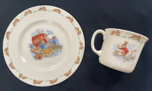 Royal Doulton Bunnykins Plate & Cup  Fine Bone China England 1984