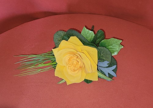 kleiner Kunstblumenstrauß mit gelber Rose Ø ca. 17cm liegend oder f.d. Vase - Bild 3 von 5