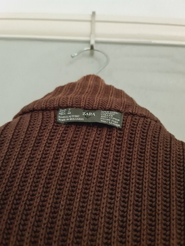 ZARA Shearling Sheepskin Cardi Jacket Mens Womens Biker Distresse Brown M/L - Picture 11 of 20