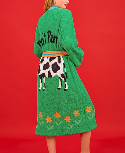 Wiggle Wiggle Don't Panic G Lounge Long Bathrobe Night Fluffy Soft Dressing Gown - Picture 2 of 13