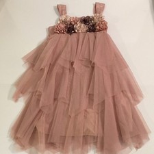 BISCOTTI Layered Tulle/Satin Dress Rose Sz 8