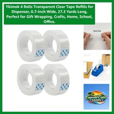 4 Rolls Transparent Clear Tape Refills for Dispenser, 0.7-Inch Wide, 27.3 Yar...