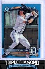 2025 Bowman Draft Chrome 1st Jordan Yost Prospect Sky Blue Refractor Tigers Z889