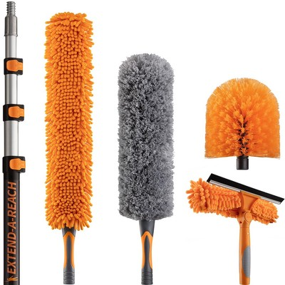 #ad High Reach Duster Kit: 12ft Extension Pole Window Washer Cobweb amp; Fan Duster $75.75