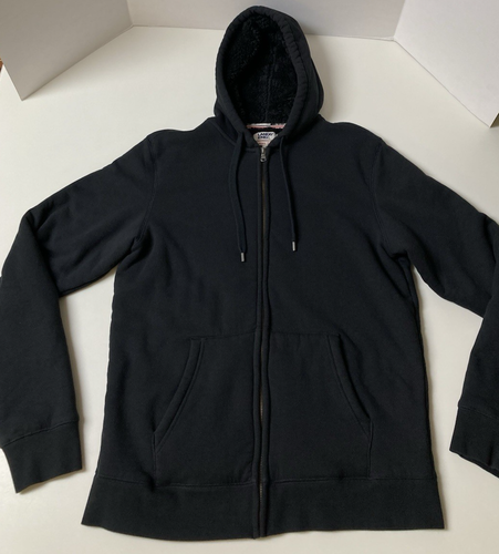 Men's Hooded Sweat Jacket Lands End Size M Serious Sweats Full Zip Pockets Lined - Picture 4 of 17