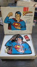 Superman Transistorized Figural Radio With Ear Phone (bud) Clean In Box