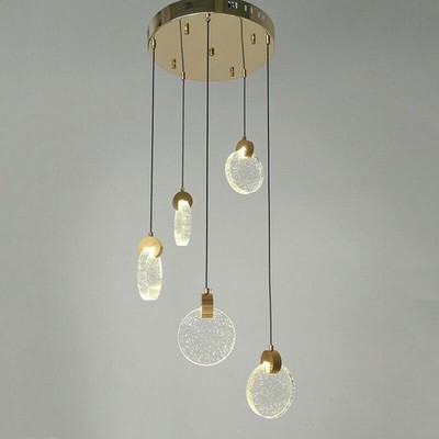 Modern LED K9 Crystal Pendant Light Bedside Chandelier Island Ceiling Lamp
