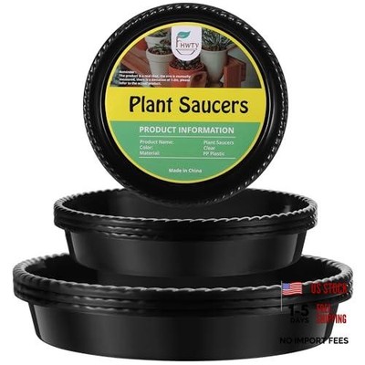 9 Pack of 5'' & 7'' & 9'' Plant Saucer Drip Trays - Mix Black