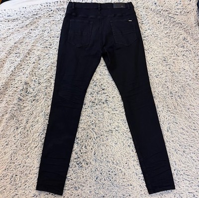 AMIRI MX1 Sequin Paisley Distressed Jeans Black Japan Fabric