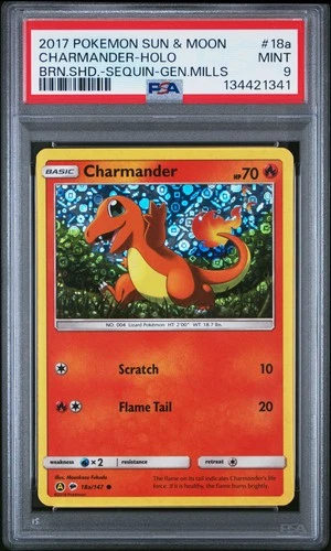 2017 POKEMON SUN & MOON BURNING SHADOWS #18A CHARMANDER-HOLO PSA 9
