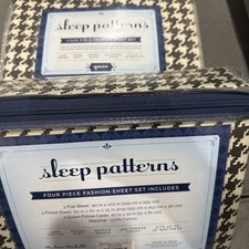 2 X SLEEP PATTERS 4 Piece Queen SHEET Set COTTON SOFT 300 Thread Geometric Blk