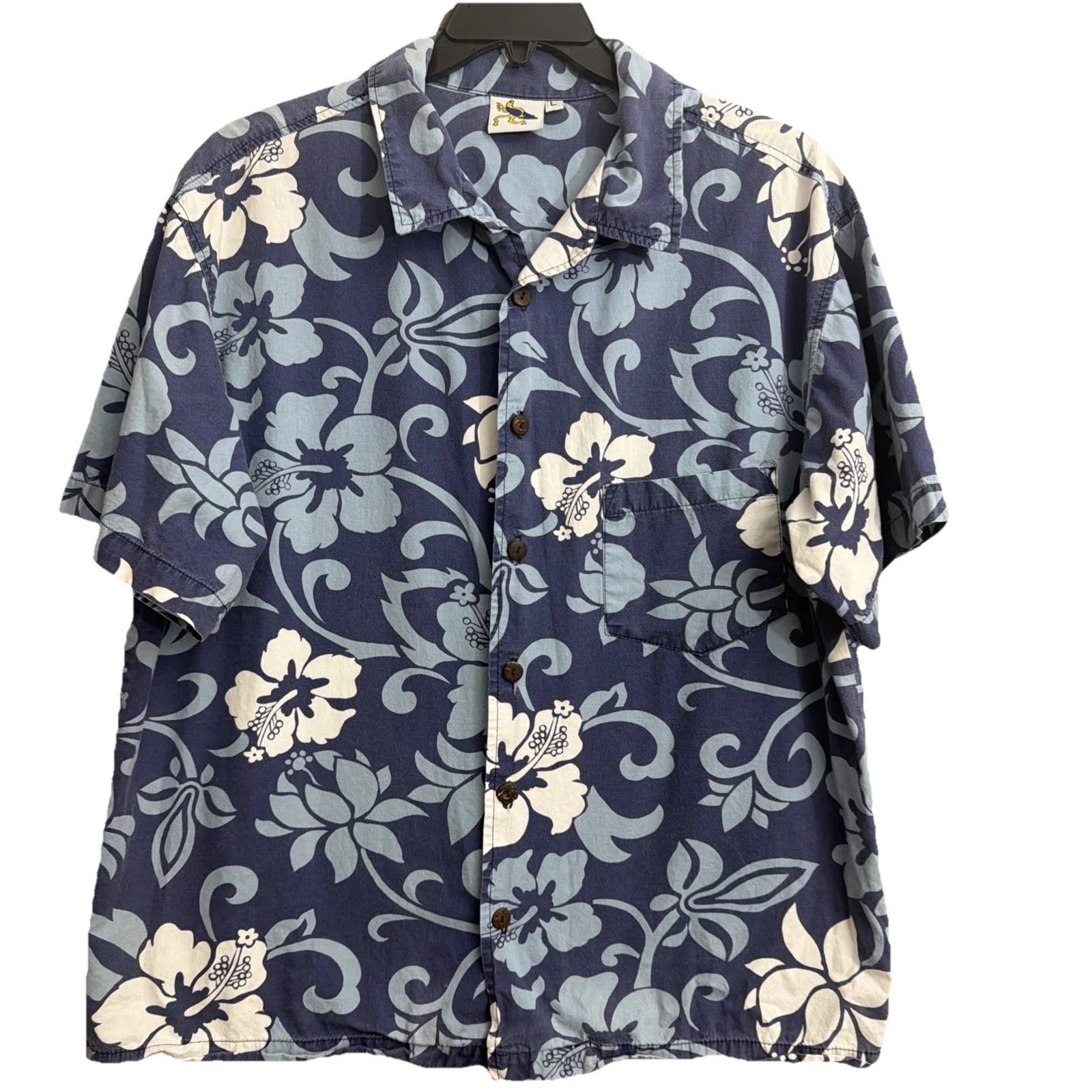 VTG Gecko Hawaii Men’s Sz L Button Shirt All Over Floral Hawaiian Made In Usa
