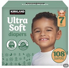 Kirkland Signature Diapers Size 7: 41 bs and up, 108 Count Factory Sealed