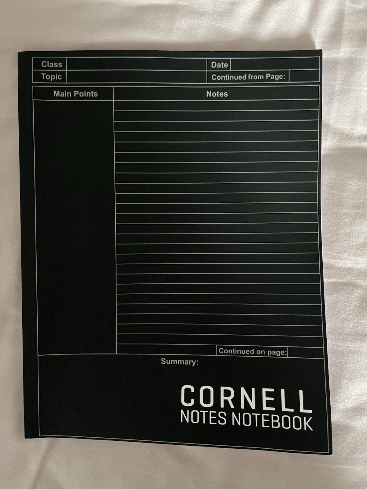 Cornell Notes Notebook : black Cover