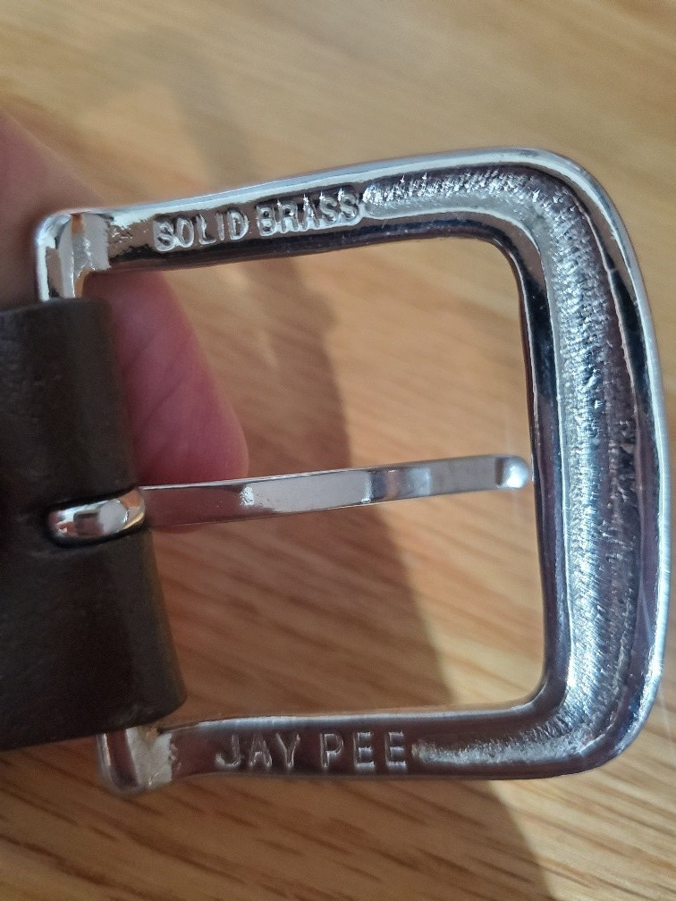 Jay-Pee Size 36 / Large Brown Leather Cowhide BELT with Brass Buckle