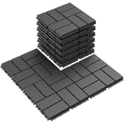 Plastic Interlocking Deck Tiles, 9 Pack Outdoor Patio Flooring, 12''X12'' Interloc