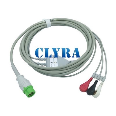 12pin ECG Patient Cable 3-Leads Snap Compatible Biolight AnyView,Q3, Q5, Q7, V6