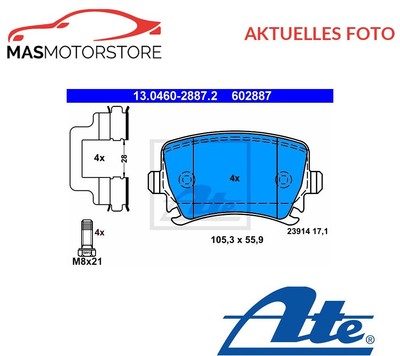 SATZ BREMSBELÄGE BREMSKLÖTZE HINTEN ATE 130460-28872 P NEU OE QUALITÄT