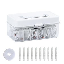 Large Cable Organizer Box with Lid, Plastic Cord Storage Case with Handle and...
